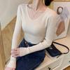 5XL Basic V-Ausschnitt Damen Pullover Herbst Winter Tops Stretch Slim Damen Pullover Rippenstrickpullover Jumper Weich Warm Pull Pullover