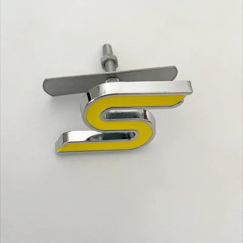 PLL18 3D Metal S Logo Front Grille Emblem Badge Car Rear Trunk Stickers For Ford Focus Fiesta Escape Ecosport Kuga Mondeo Accessories