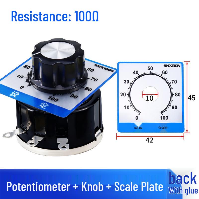 WX112 050 Adjustable Single-Turn Wirewound Potentiometer: 47, 560 Ohm, 1K, 2.2K, 4.7K, 10K, 47K Knob