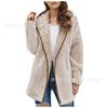 Autumn and Winter Casual Solid Colour Lapel Hooded Long-sleeved Women Plush Sweater Fleece Jacket