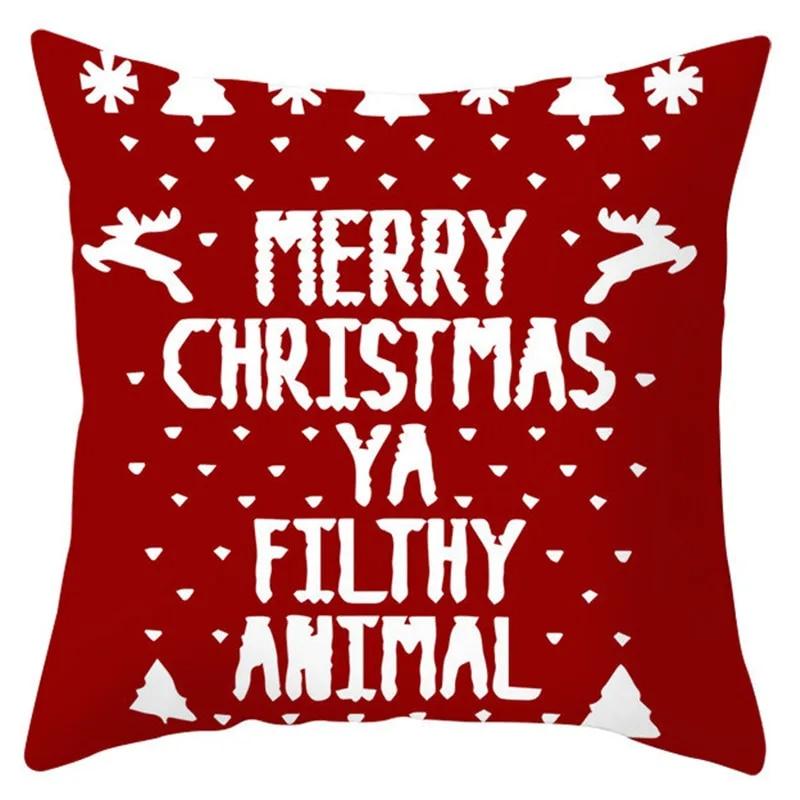 Christmas Decoration Pillow Cover Christmas Hat Christmas Tree Santa Elk Text Gift Gingerbread Man Sofa Home Decor Pillow Cover