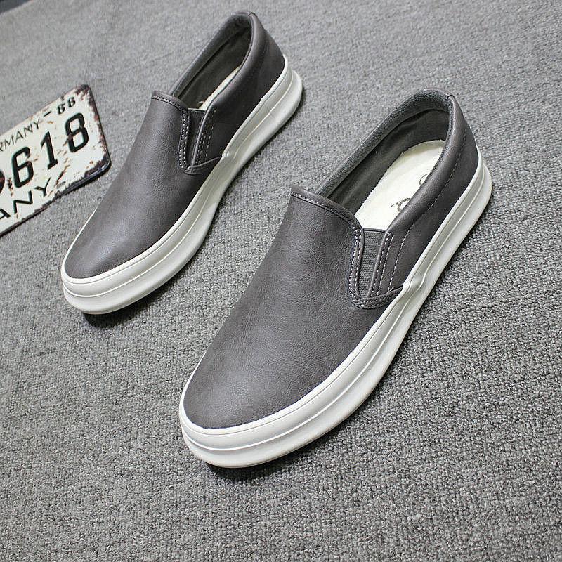 Fashion Flat Shoes Men's New Style One Foot Casual Leather Shoes Mens Thick Soled Board Shoes Single Shoe Loafers designer loafers men