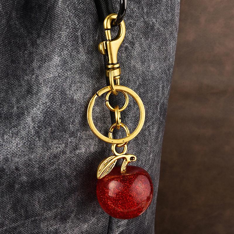 1Pc Gifts For Girls  Apple Keychain Backpack Charm Women Bag Accessories Exquisite Car Keyring  Luxury Jewelry