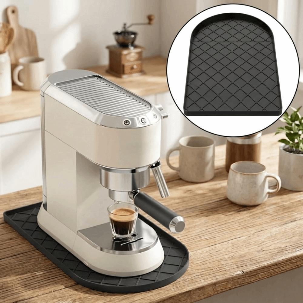 Non-Slip Silicone Coffee Machine Mat Leak-Proof Raised Edge Portable Cup Holder Heat-Resistant Easy Clean Coffee Machine Pad