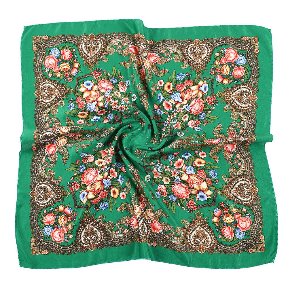 High-Quality 70cm Square Fashion Scarf Women Floral Cotton Bandanas Lady Scarves HIjab Headband Accessories Handkerchief Hair