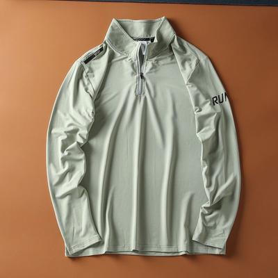Spring and Autumn Standing Neck Half Zip Design Lightweight Outdoor Quick Dry Skin Breathable Sports Long Sleeve T-shirt