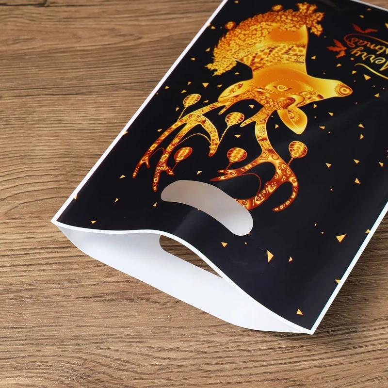 10PCS Mixed Golden Elk Christmas Series Party Gift Tote Bag OPP Glitter Gift Bag Candy Bag Plastic Gift Return Bag