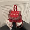 Polka Dot Floral Patchwork Design Backpack for Women Versatile Sweet Girls Drawstring Shoulder Bags Lightweight Travel Handbag