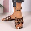 New spring one-word strap empty women's stiletto slippers bow with leopard print sexy printed high-heeled sandals
