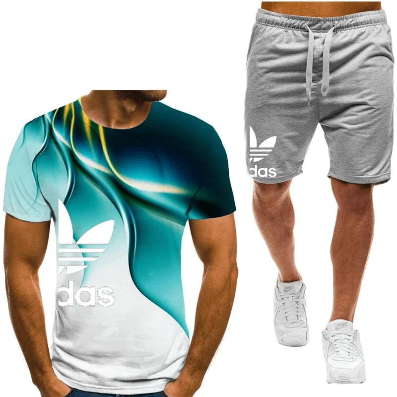

Two piece printed men s summer casual daily men s suit outdoor 4XL