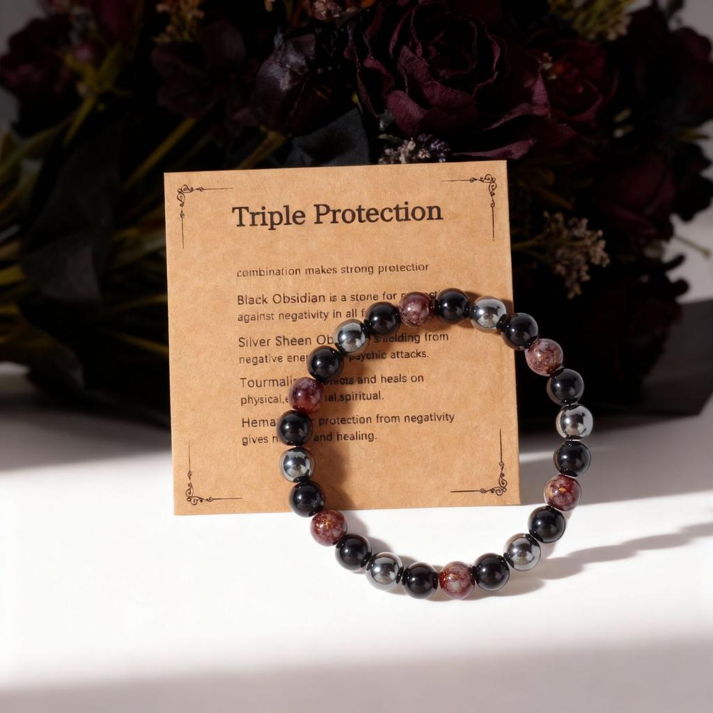 Festive Gifts Black Onyx Hematite Red Gold Flake Glass Beaded Bracelet Minimalist Fashion Jewelry For Men Women Daily Wear Gift