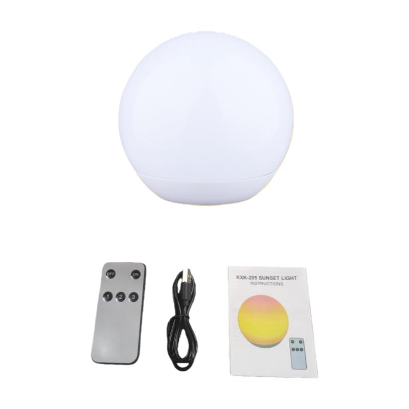 

Ball-shaped Wireless Remote Control Night Light Outdoor Camping Atmosphere Light USB Camping Lamp Bedside Sunset Lamp