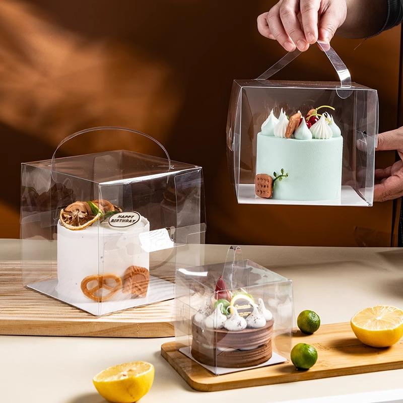 Highly Transparent Hand-held Cake Box Puff Thousand Layer Packaging Box Multi Functional Disposable Portable Dessert Casket Multi-specification