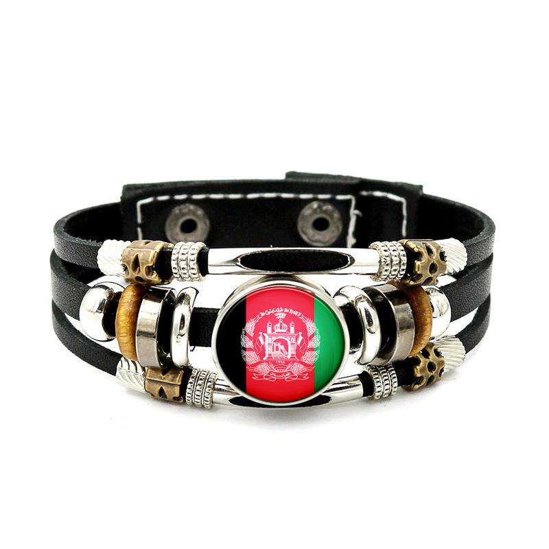 233 Countries National Flag Design Bracelet Crystal Bead Snap Button Country Flag Sports Team Jewelry Gift Leather Wrap Bracelet Adjustable&Flag Leather Wrap Bracelet