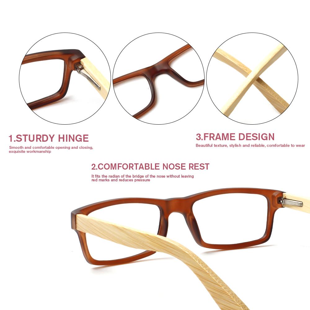 TUREZING Reading Glasses for Women Men Rectangular Woodgrain Frame Metal Hinge High Quality HD Prescription Glasses