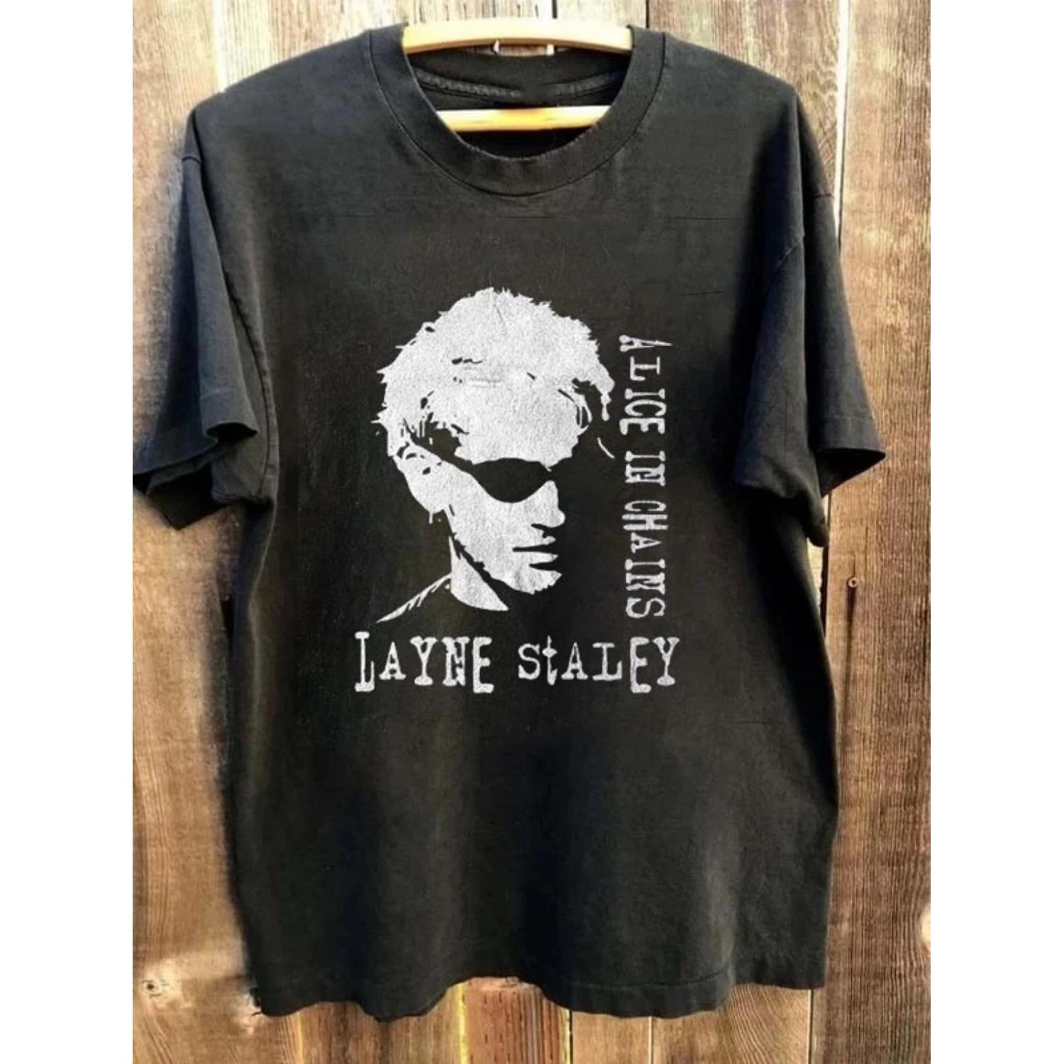 

Vintage Layne Staley Alice in Chains Short Sleeved Unisex Pure Cotton T-shirt for Casual Sports and Outdoor Wear S чёрный