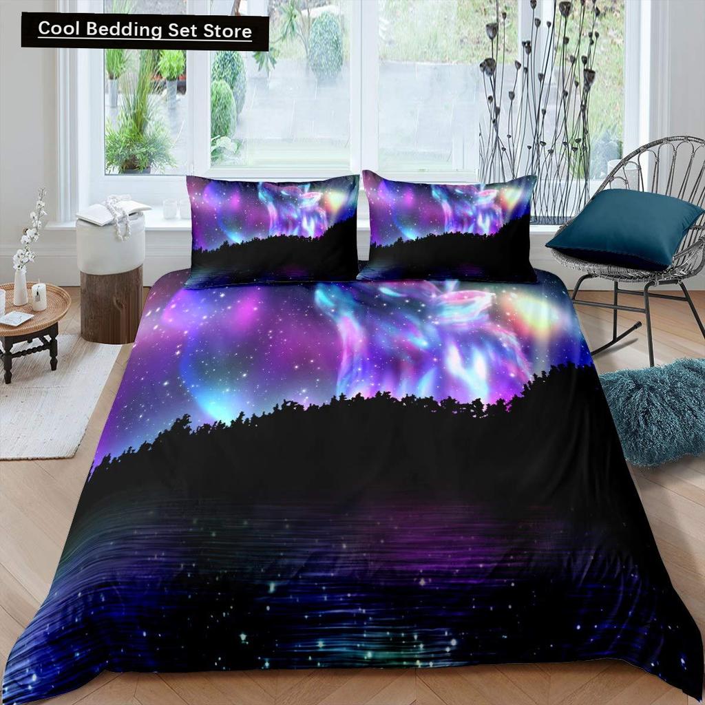 Starry Sky King Queen Duvet Cover Colorful Galaxy Bedding Set Outer Space 2/3pcs Quilt Cover Glitter Polyester Comforter Cover