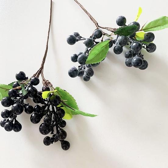 Artificial Flower High Simulation Texture No Maintenance Purple Blue Berries Branch Natural Look Fake Berries