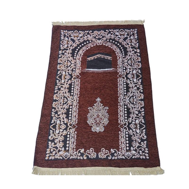 

Muslims Carpet Blanket Prayer Rugs Tapete with Tassels Islamic Mat Blanket Unique Lap Rugs Church Home Decors 80x120cm 1 коричневий