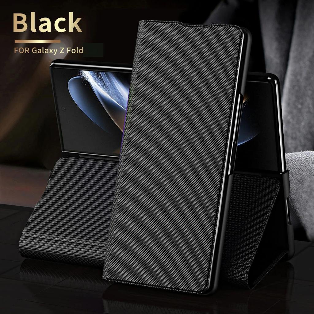Full Body Leather Case for Samsung Galaxy Z Fold 7 6 5 4 3 2 fold7 fold6 Fold4 Fold3 5G Fold5 Fold2 Kickstand Wallet Kevlar pattern Cases