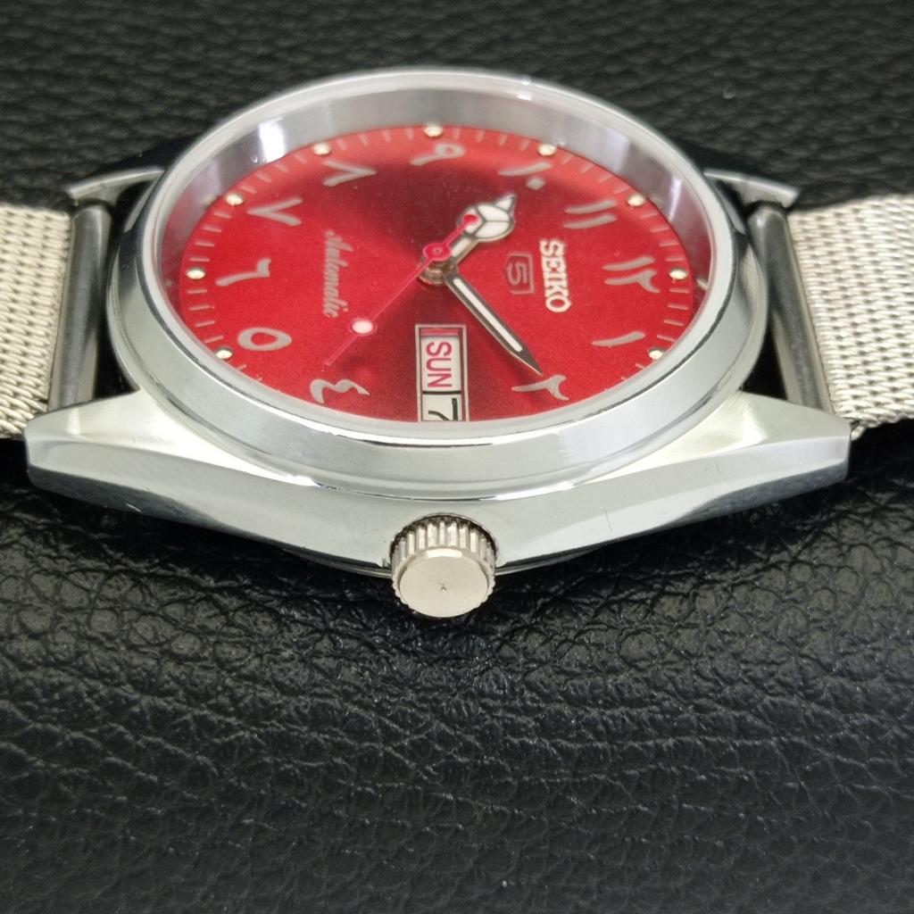 AUTOMATIC VINTAGE REFURBISHED SEIKO 5 JAPAN 6309A MENS RED DIAL WATCH a441164-4