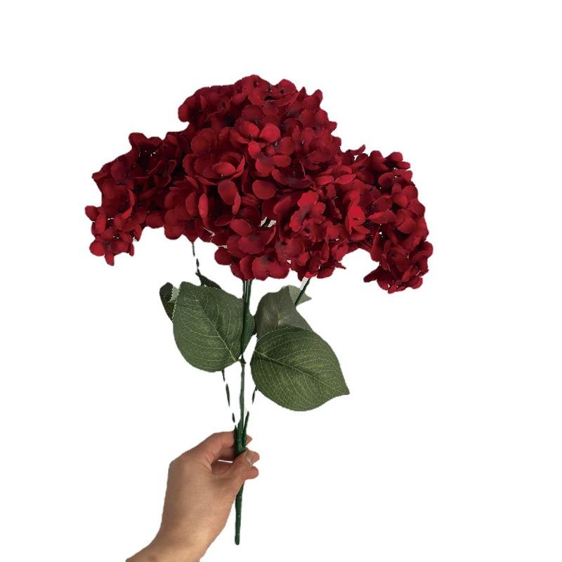 Simulation 5 Heads French Hydrangeas Branch Silk Fake Flowers Restaurant Decoration Champagne Hydrangea Artificial Flower