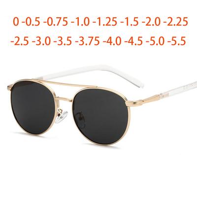 Gafas de Sol Ovaladas de Doble Puente para Miopía Montura Transparente Gafas Graduadas para Mujer 0 -0.5 -0.75 -1.0 Hasta -6.0