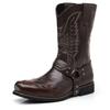 Bottes d'équitation western pour homme, bout carré, mi-mollet, en cuir, mode décontractée, semelle épaisse
