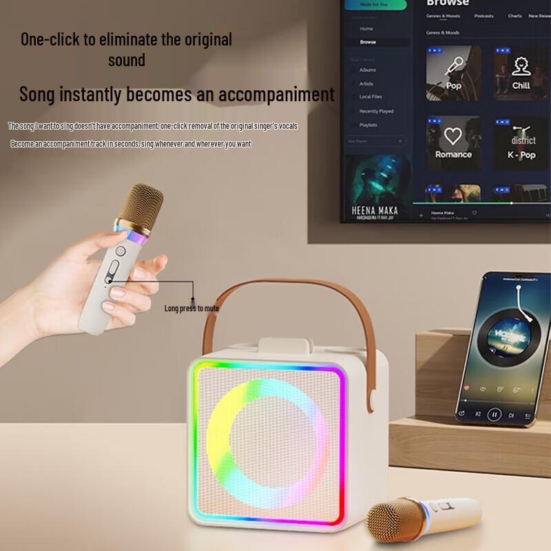 KONKA Portable KTV Speaker with Dual Mics and AI Song Ordering