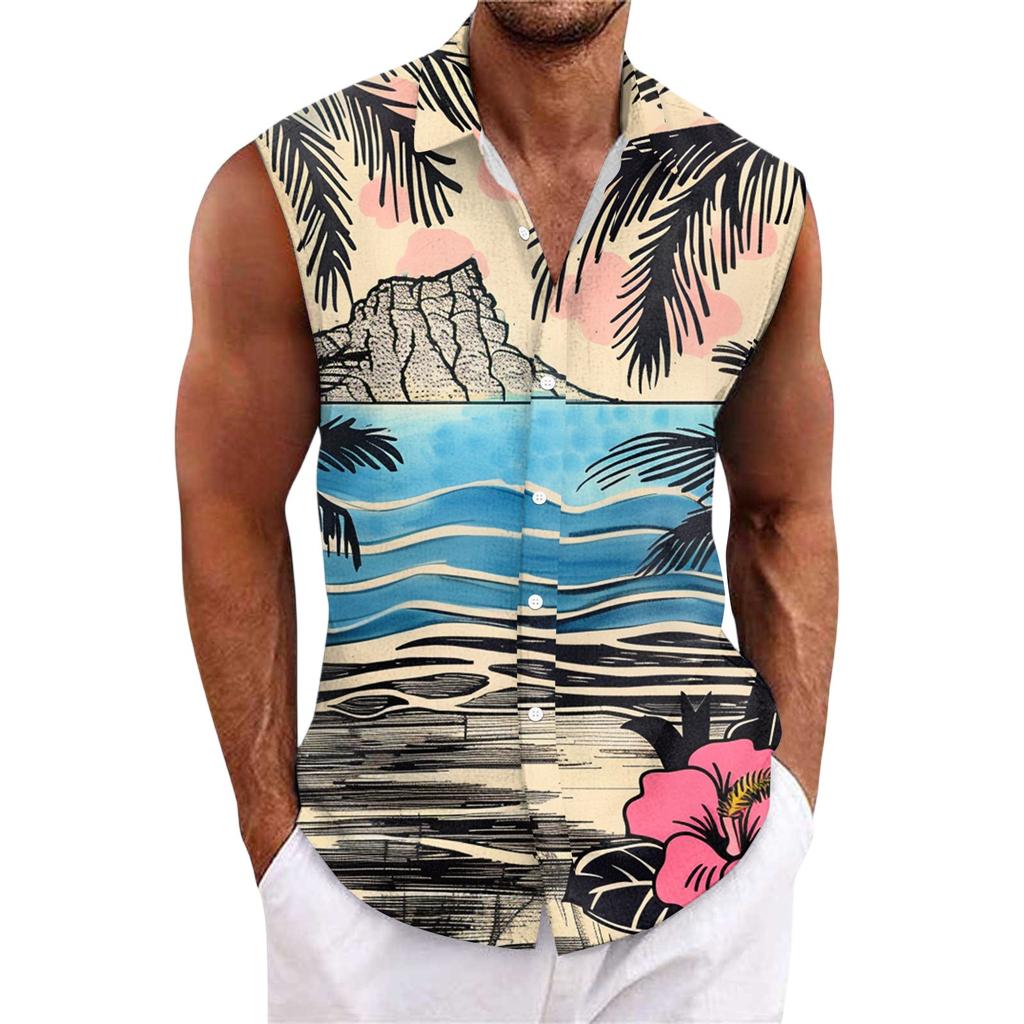 Herrskjorta med Hawaii-mönster och knappar