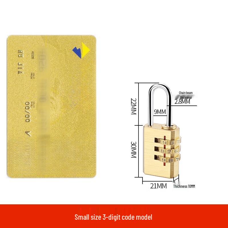 Meitiao Small Three-Digit Brass Combination Padlock