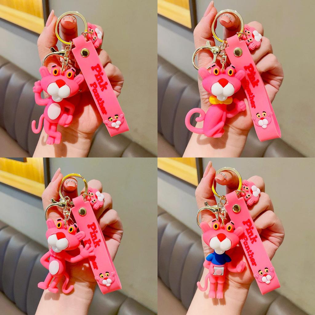 Adorable Cartoon Pink Panther Keychain For Car Bag Accessories Creative Student Gifts