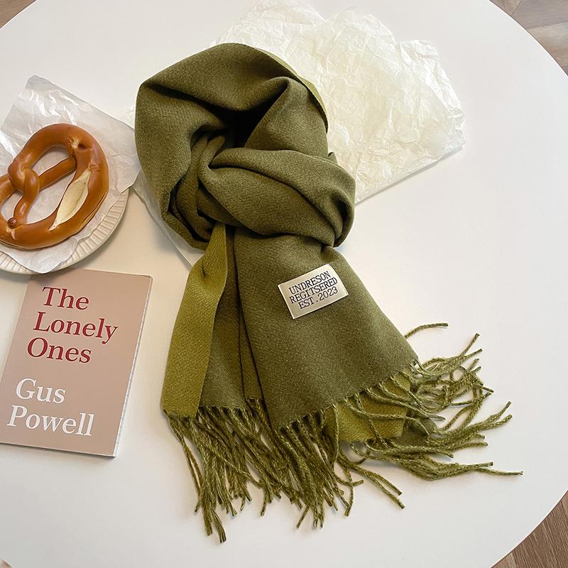 Luxury 2 Colours Cashmere Scarf Women Autumn Winter Shawl Pashmina Handkerchief Lady Pareo Soft Outdoor Windproof Travel Bufanda