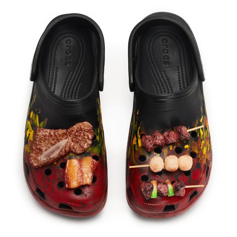 Crocs Classic Platform Clog 811 Bonfire Special Shoe Box Personalised Trend Gift Box Hole Shoes Women's Black, Red and Yellow