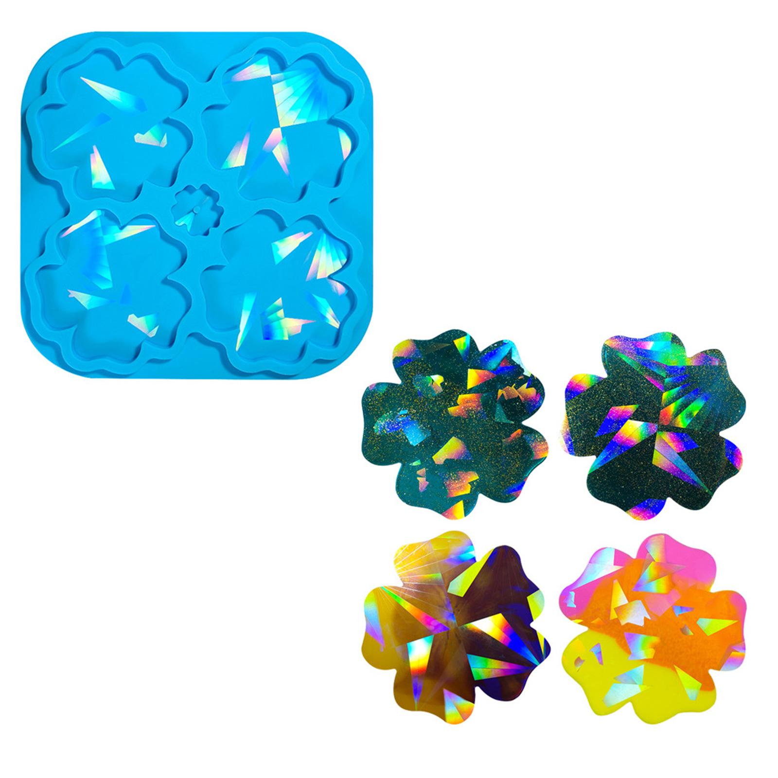 

Holographical Silicone Coaster Mold for Home Decoration Rainbow Effect Flower Cup Mat Mould Gift for Crafting Lover синій