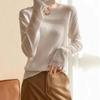 Women's Frayed Crew Neck Wool Knit Top - Spring/Autumn Fashion