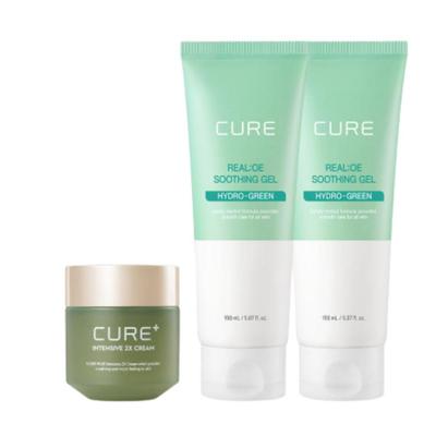 CURE Aloe Intensive 2X Creme [50g] + Aloe Beruhigungsgel [150ml] Spezielles Feuchtigkeits-Set - Jeju Aloe Recovery Kit