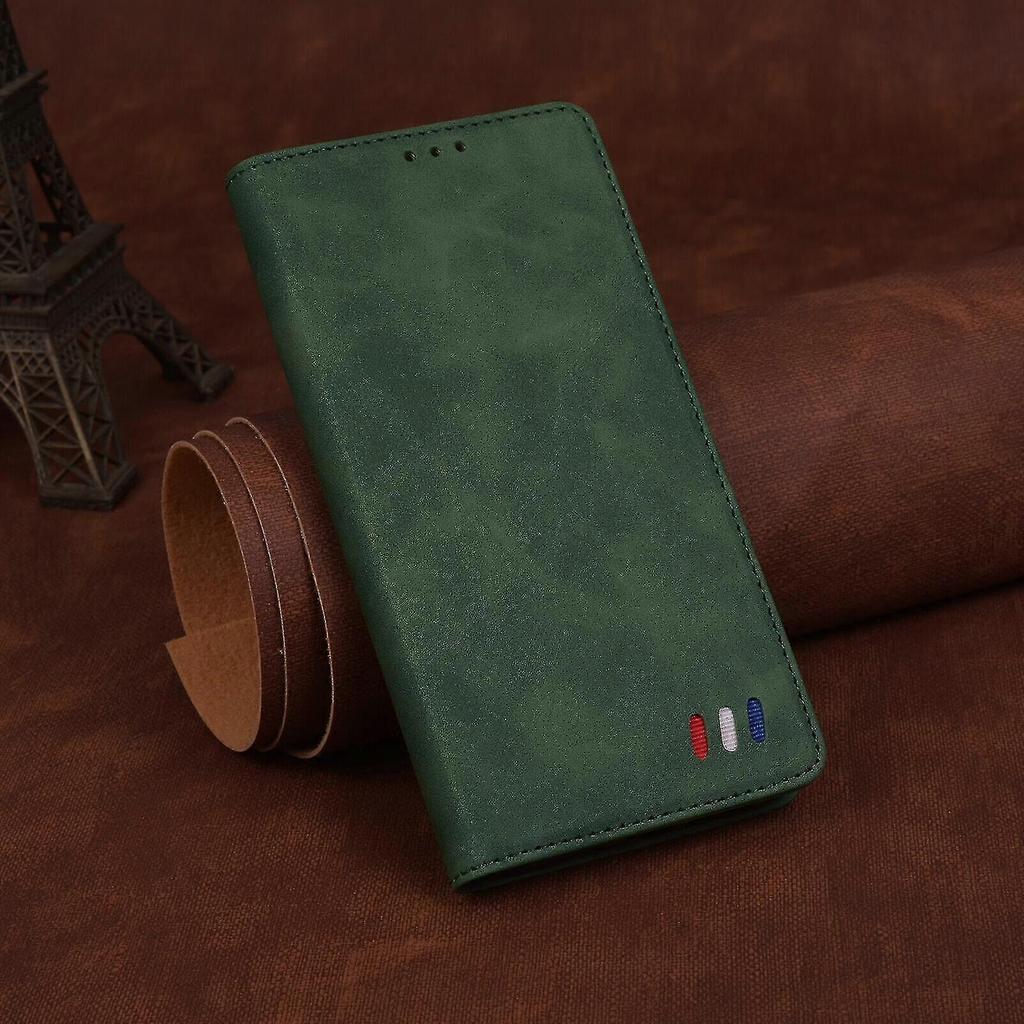 Case Magnetic Close Wallet Book Flip Flip Split Standing View Leather Cover Shock-proof for Iphone 12 Mini- Green