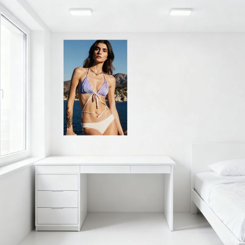 Sexy Woman by Rocky Mountains Clear Sky Body of Water Coastal Decor Metal Sign Tin Poster for Bar Home Wall Art