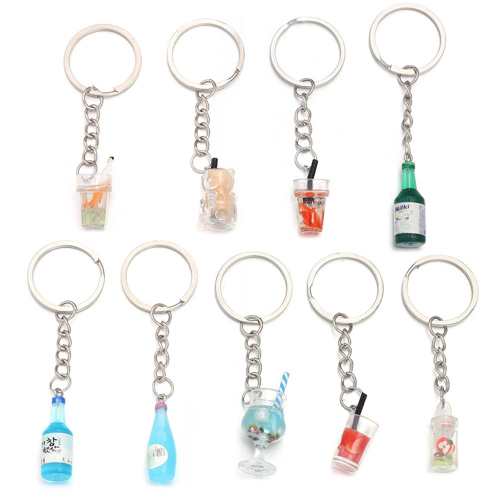 10pcs/lot Metal Flat Round Key Ring Key Chain With Acrylic Charms DIY Key Chain Pendant Connectors Jewelry Making Accessories
