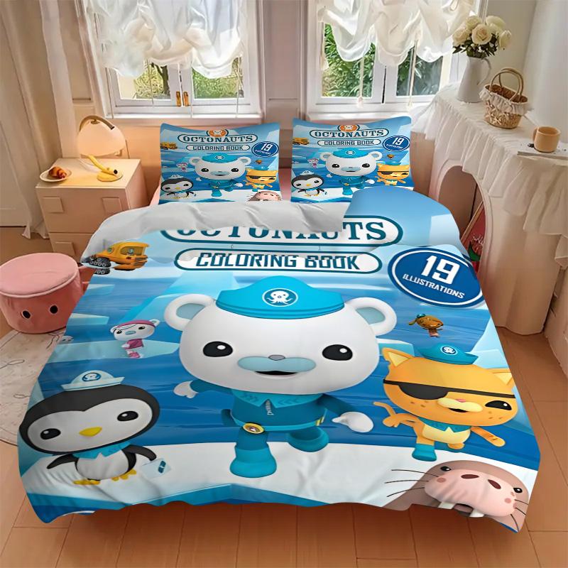 Octonauts Abenteuer Quest Druck 3-teiliges Bettwäsche-Set Bettbezug mit 2 Kissenbezügen Zuhause Geburtstagsgeschenk