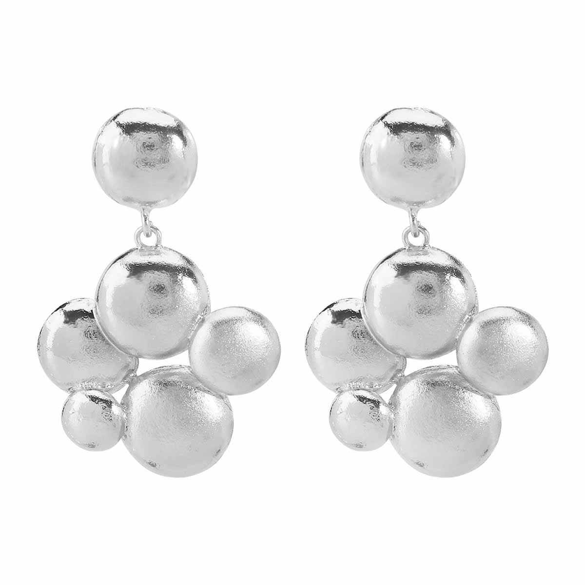 Bohemian Geometric Round Flowers Dangle Earrings for Women Ladies Matte Finish Metal Stud Earrings Vacation Jewelry Accessories