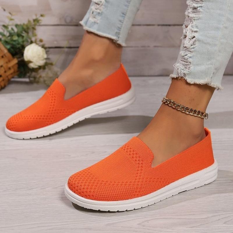 Plus Size Women Round Toe Flat Fly Knit Shoes