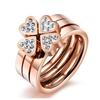 European and American Style Heart & Four-Leaf Clover Stainless Steel Ring Set