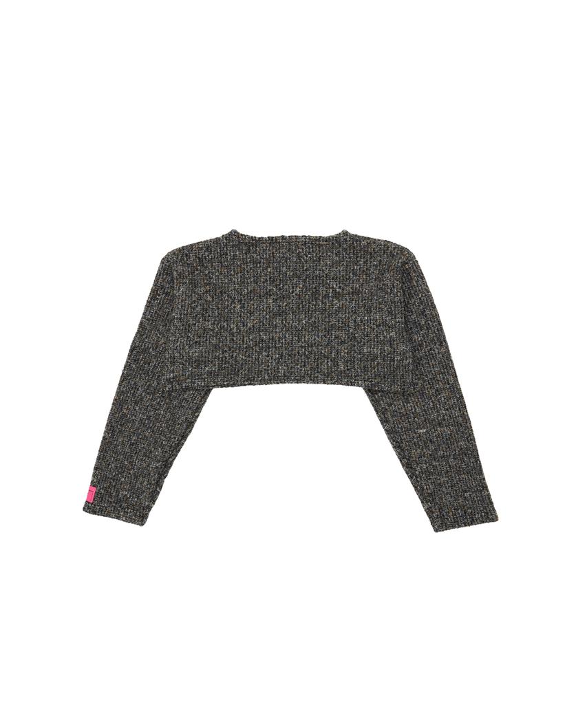 320SHOWROOM Wool Blend Round Neck Crop Stud Knit Tshirts Black