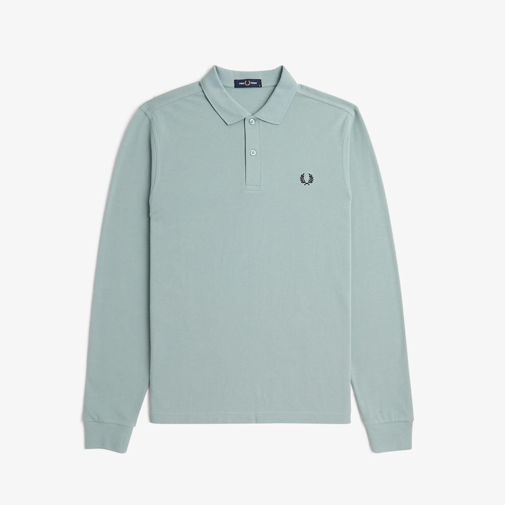 FRED PERRY [M6006] Long Sleeve Plain Fred Perry Shirt - Silver Blue/Black Afpm2436006-670