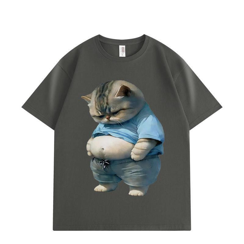 Funny Chubby Cat Meme Graphic T Shirts Men Women Fashion Trend Cartoon Short Sleeve T-shirts Summer Loose Cotton T-shirt