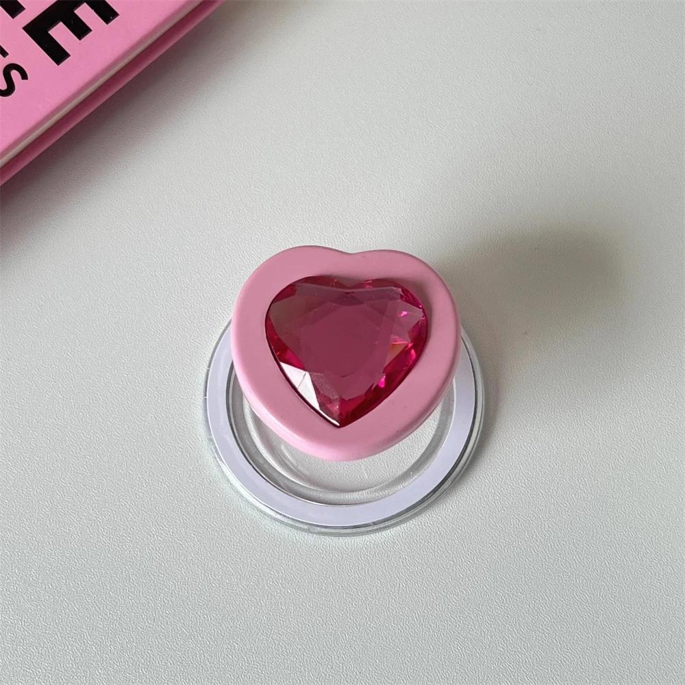 

INS Korean Cute 3D Diamond Love Heart For Magsafe Holder Magnetic Phone Grip Tok For iPhone 16 Wireless Charging Case Bracket