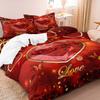 3 Pieces Valentine'S Day Gifts Bedding Set Romantic Rose Flower Heart-Shaped Dolphin Duvet Cover Set Queen King Size Lover Gifts