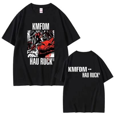 חולצת טי-שירט גרפית של רוק בנד סיבוב הופעות Kmfdm 97 קיץ גברים נשים וינטג' גותי פאנק סטריטוויר גבר קז'ואל כותנה טהורה